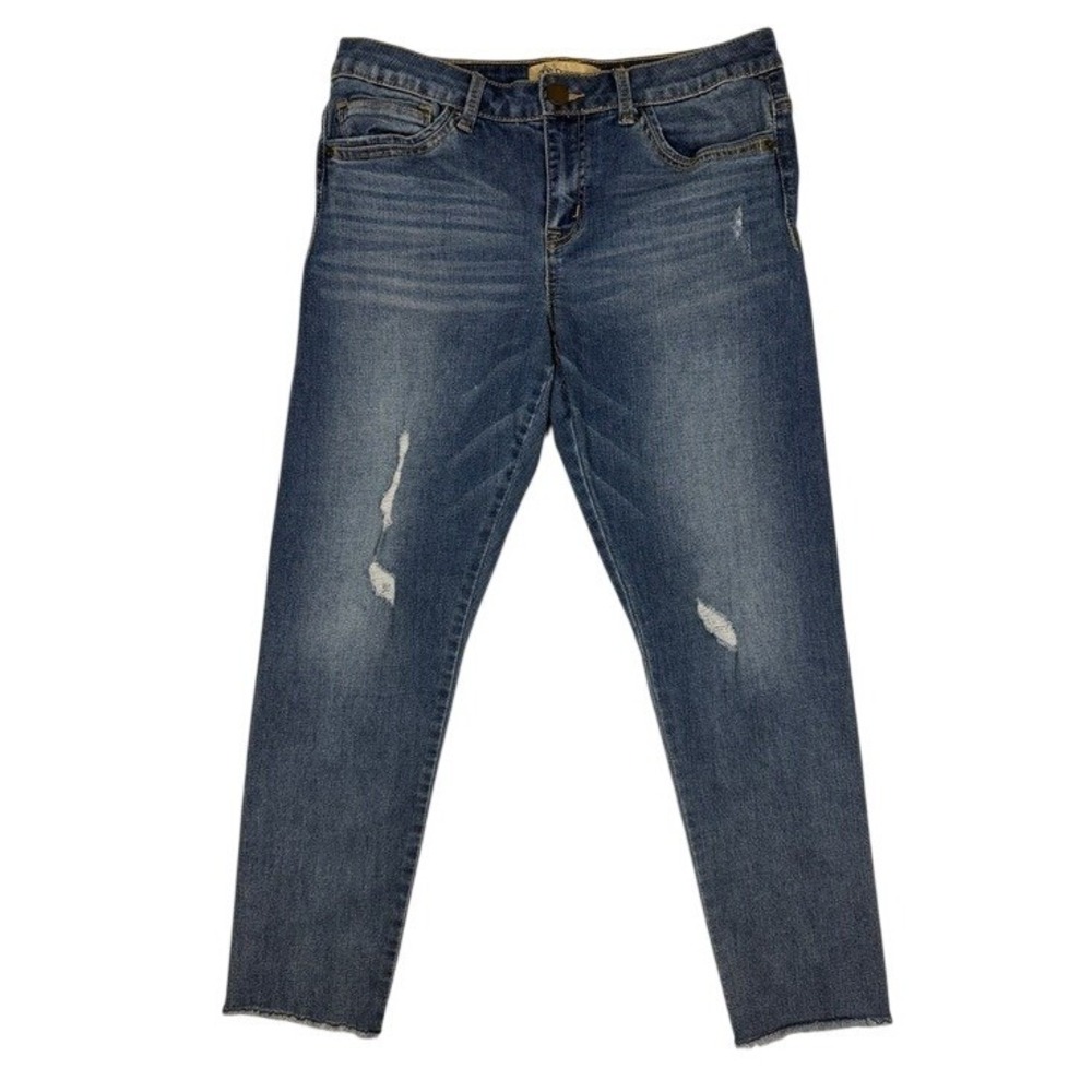 Democracy Womens‎ Size 10 Seamless Ankle Skimmer Jeans Distressed Blue Raw Hem